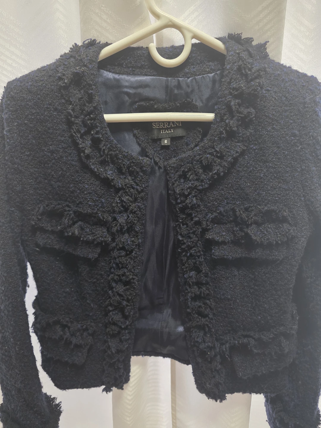 Serrani Italy Navy Tweed Jacket - Size 6