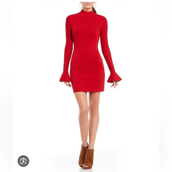 Michael Kors Red Bell Sleeve Mock Neck Dress - photo 4