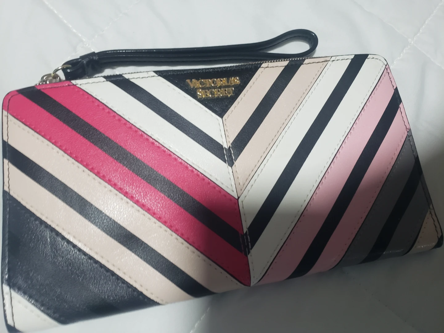 Victoria's Secret Wristlet Wallet Clutch Pink Stripe - photo 2