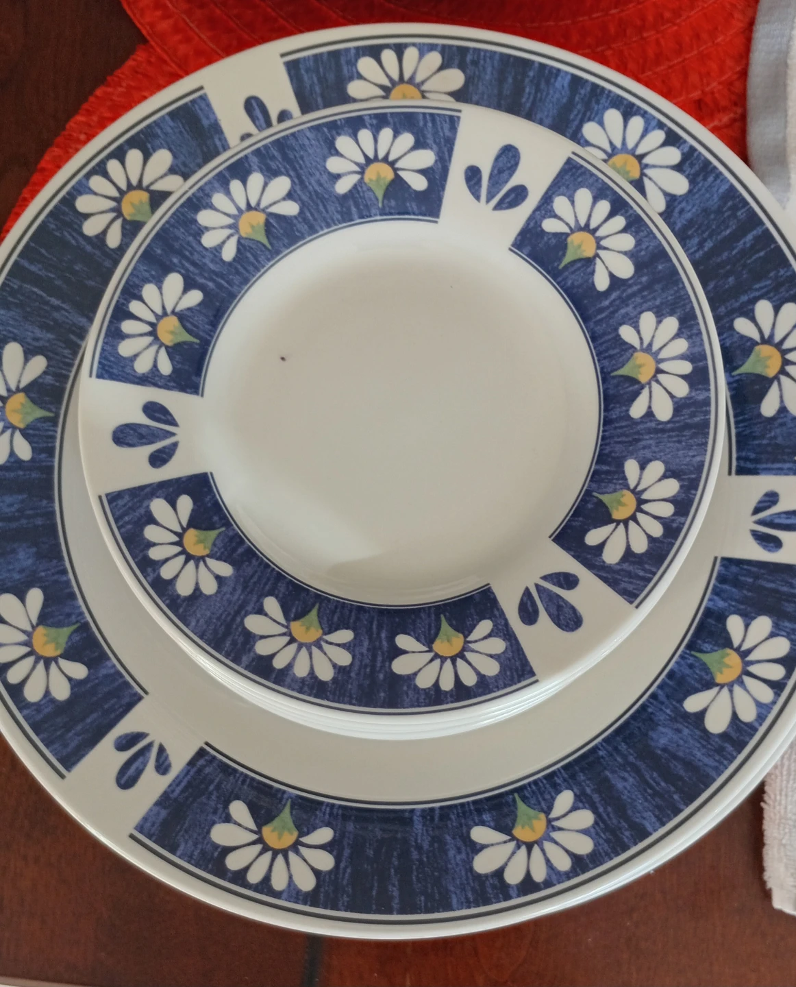 Set of 12 Daisy Pattern Dinner Plates