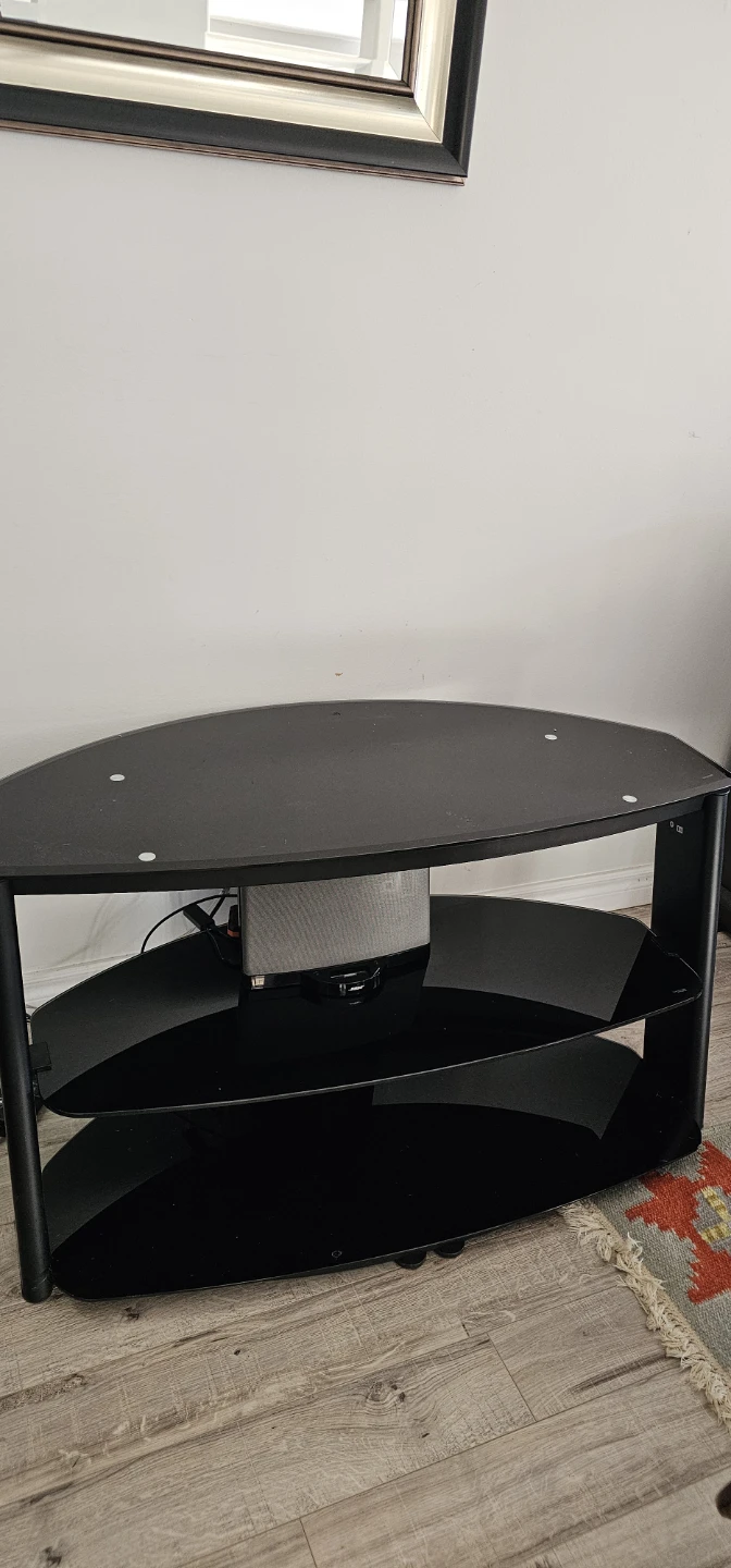 Black Glass Media Console TV Stand