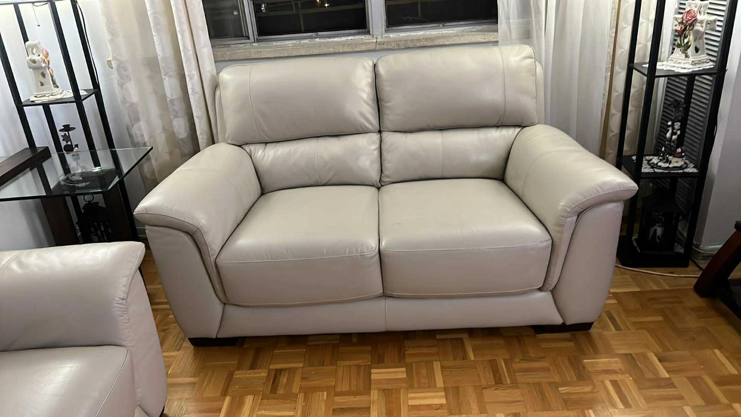 Light Beige Leather Sofa and Loveseat Set - photo 3