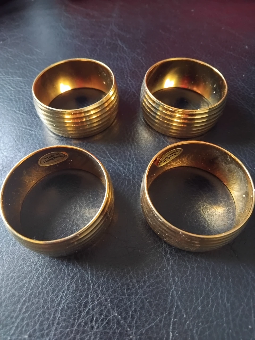 Set of 4 Gold Tone Napkin Rings