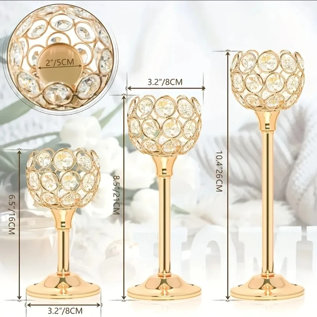 Brabd new in box - Gold Crystal Ball Candle Holders Set
