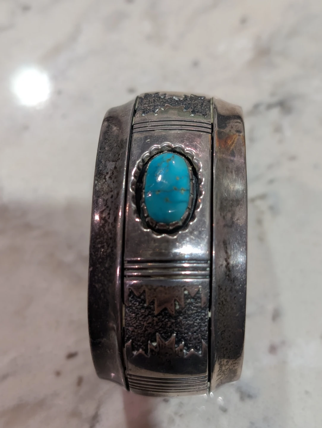 Vintage Native American Sterling Silver Turquoise Bracelet
