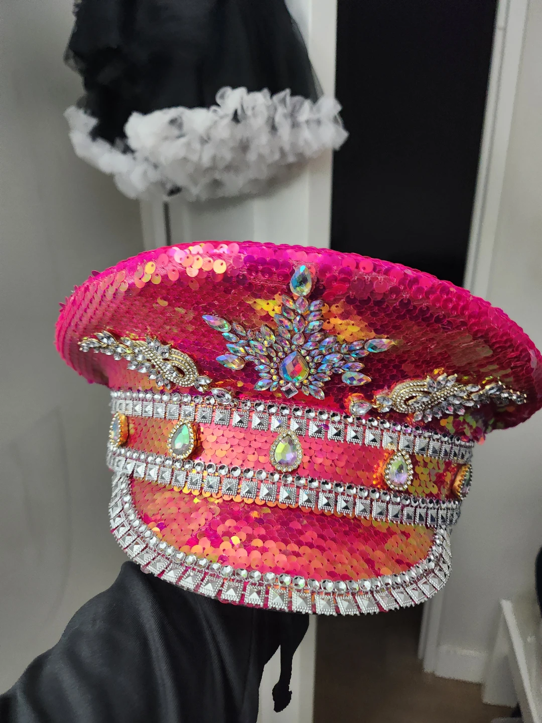 Sparkly Pink Sequin Captain Hat