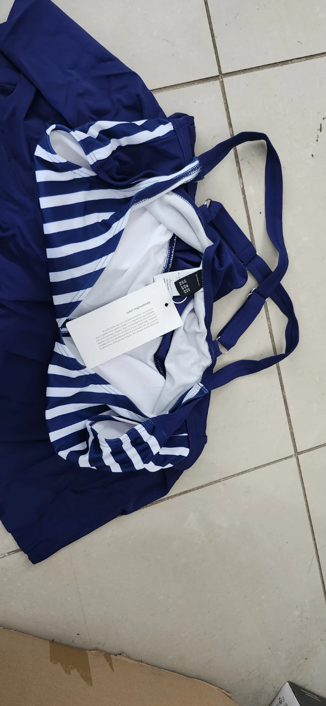 Women's Blue and White Striped Swim Dress - photo 2