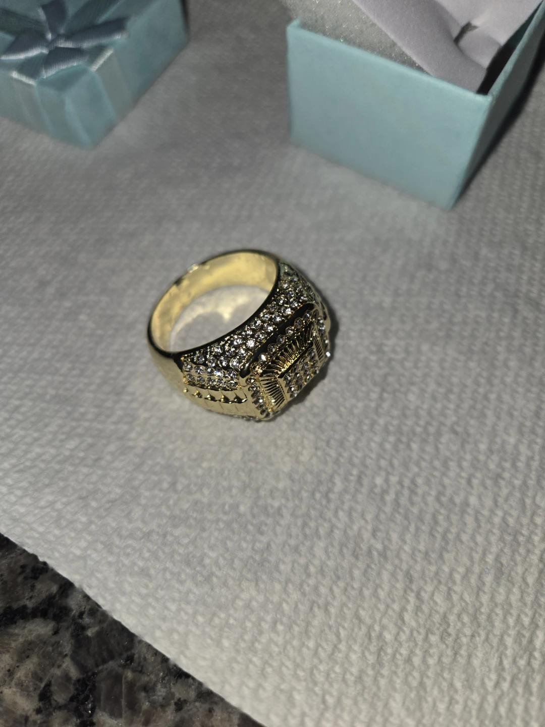 Gold plated ring with stones - photo 4