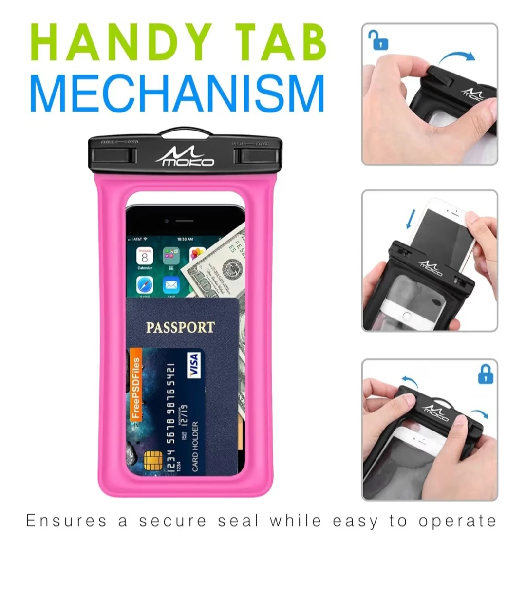 Moko Waterproof Pouch Bag for Phones up to 6.2" - Pink - photo 2