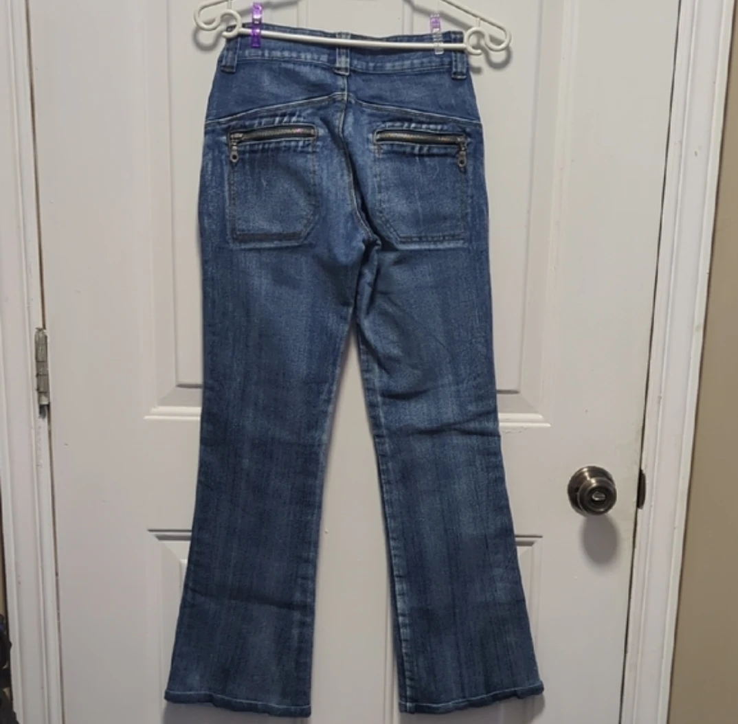 RED|AL JEANS Blue Denim Flare Jeans with Zipper Pockets - photo 4