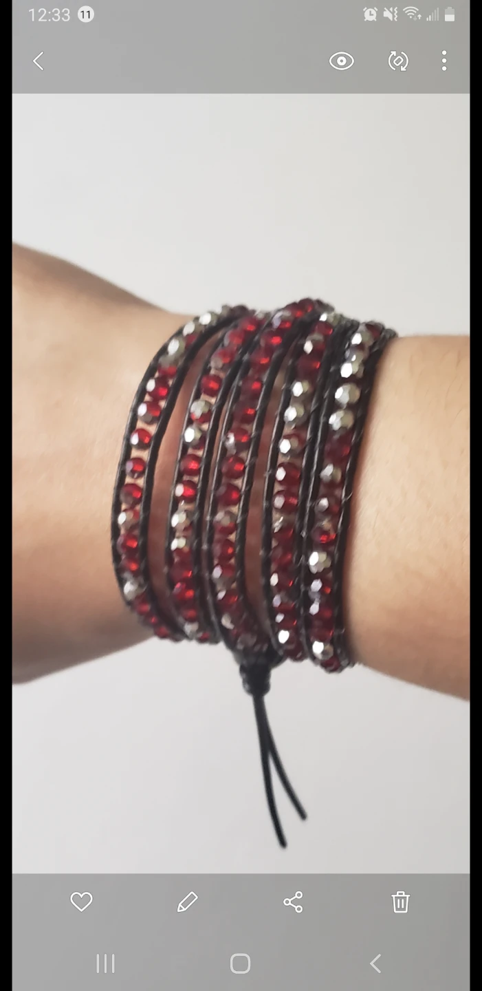 Red and Silver Wrap Bracelet