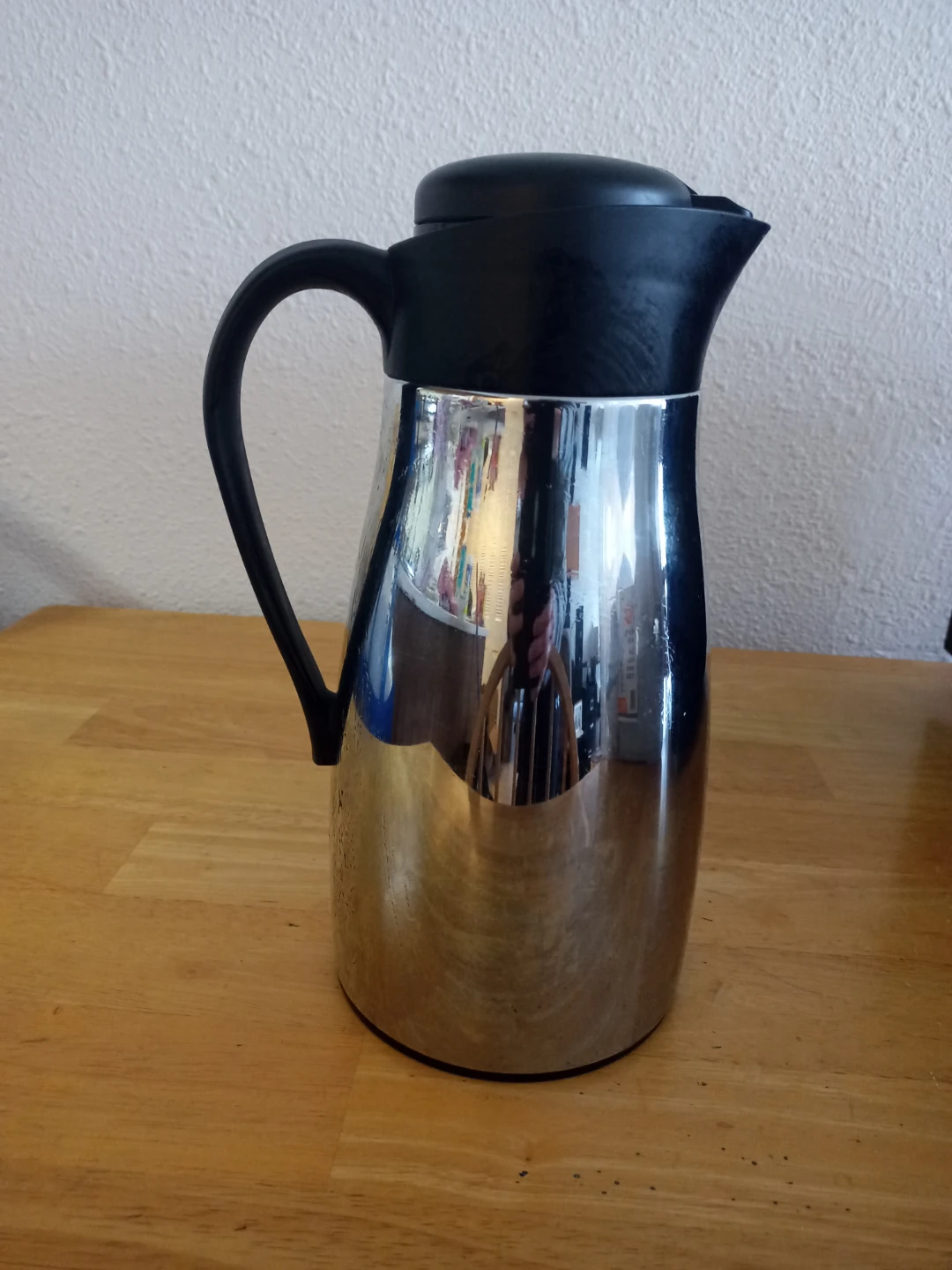 Silver and Black Thermos Carafe