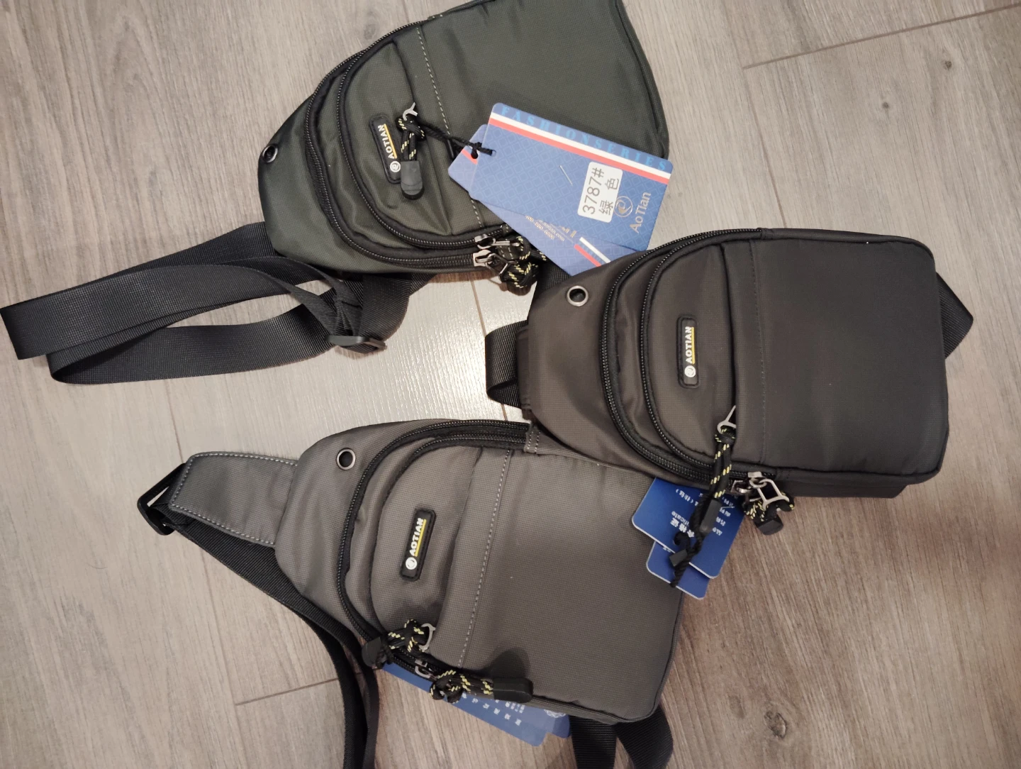 AOTIAN Sling Bag - Grey, Green, and Black (3 Pack)
