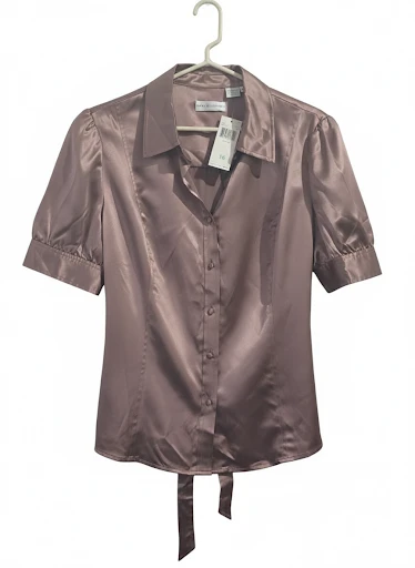 Dana Buchman Women's Satin Puff Sleeve Blouse - Size 16