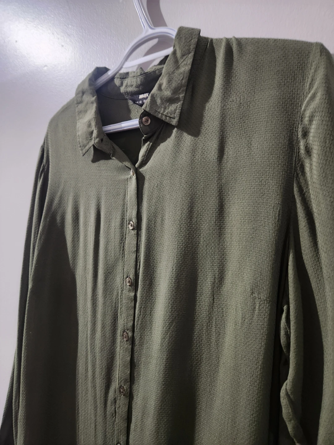ASOS DESIGN Textured Oversized Midi Shirt Dress Khaki Green - photo 2