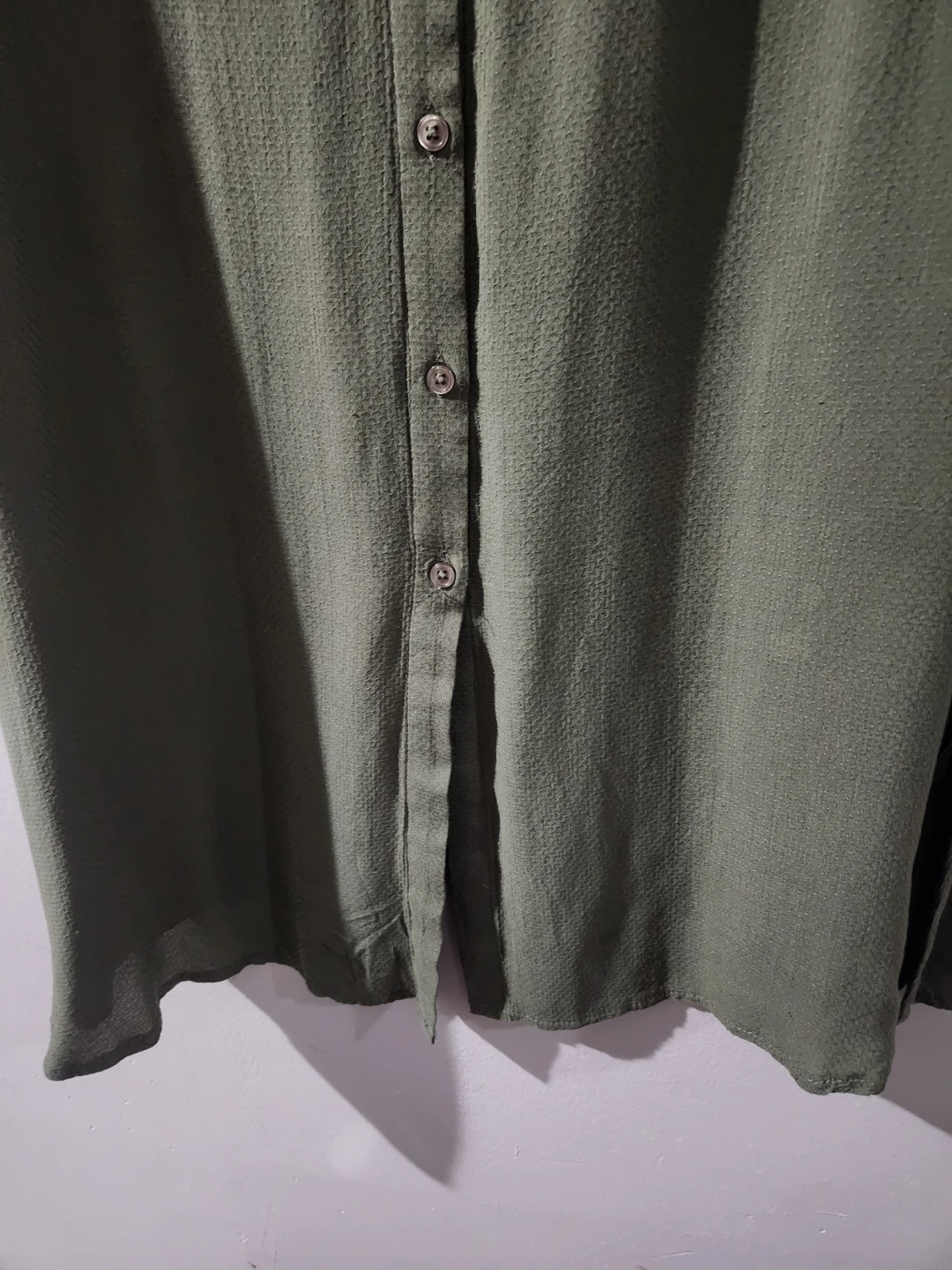 ASOS DESIGN Textured Oversized Midi Shirt Dress Khaki Green - photo 5