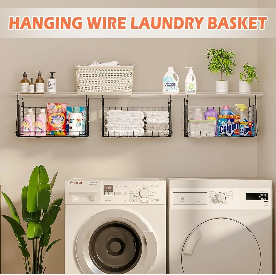 Sonyabecca 3-Pack Hanging Wire Laundry Basket Organizer - photo 4