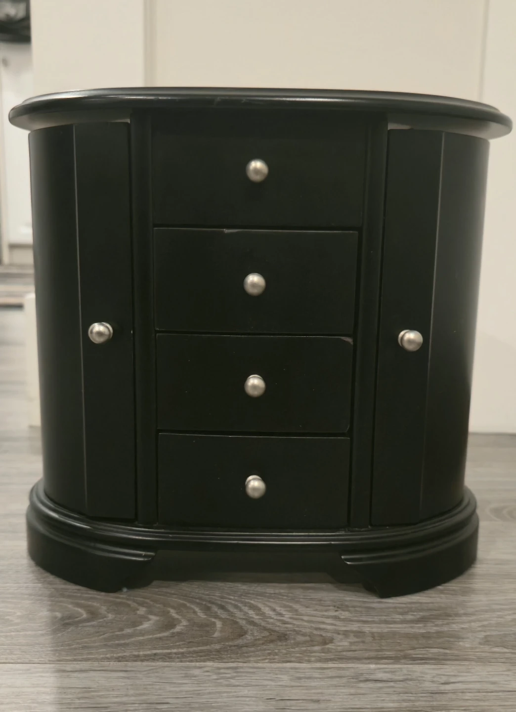 Black Jewelry Box with Mirror and Drawers
