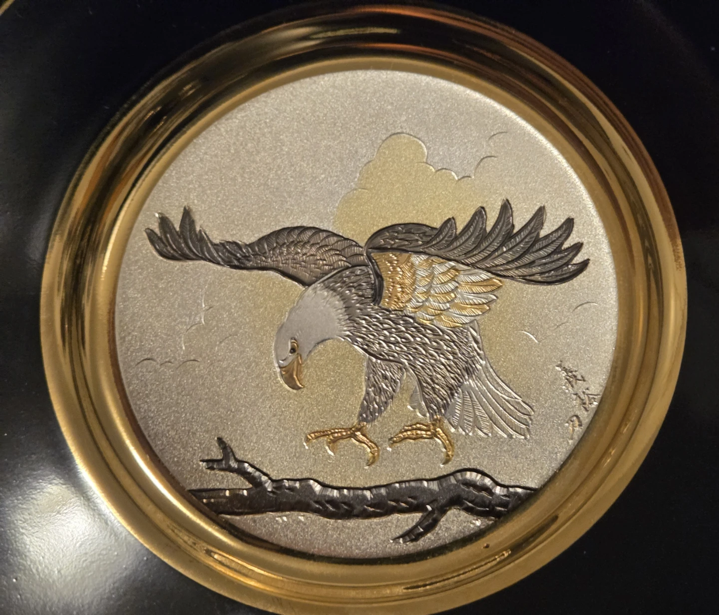 Original Chokin Art Collection Bald Eagle Plate and Figurine - photo 3