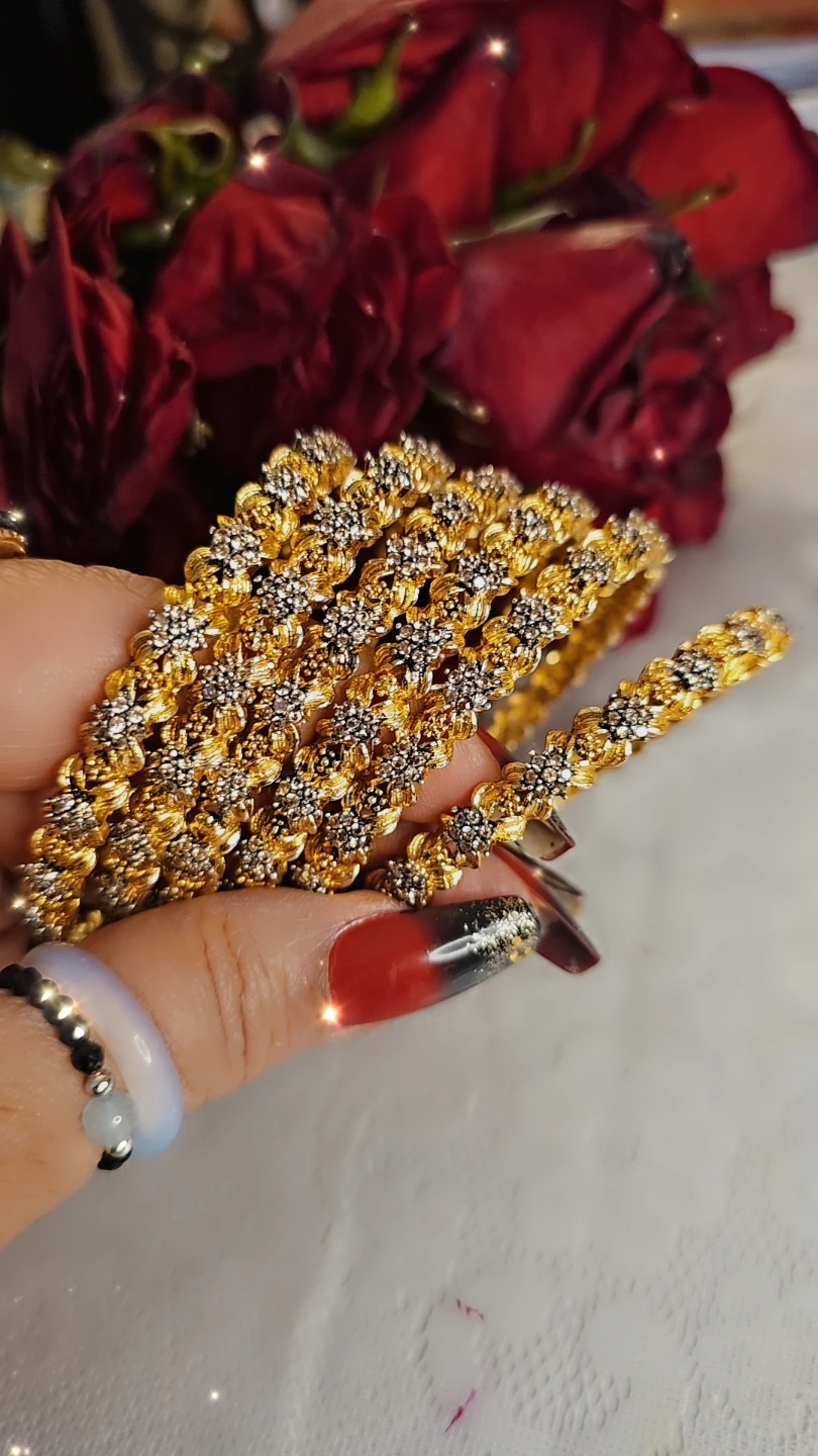 Gold-tone Diamond inspired style Bangles