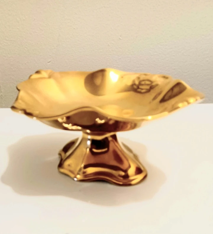 Vtg. Royal Winton Golden Porcelain Bonboniere
