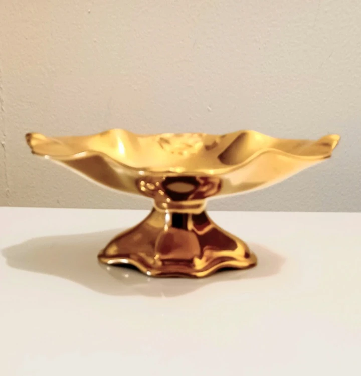 Vtg. Royal Winton Golden Porcelain Bonboniere - photo 2