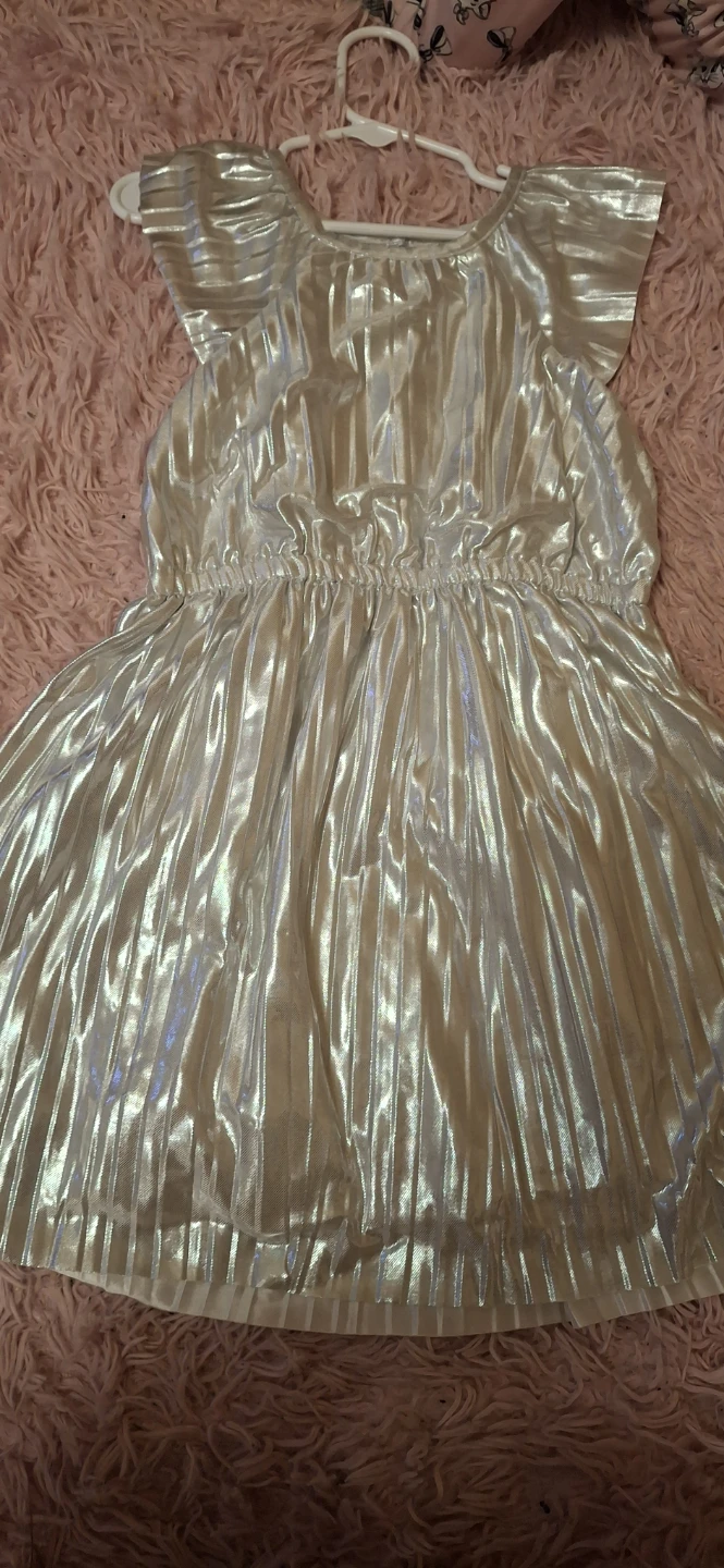 Girls' Shiny Pleated Dress