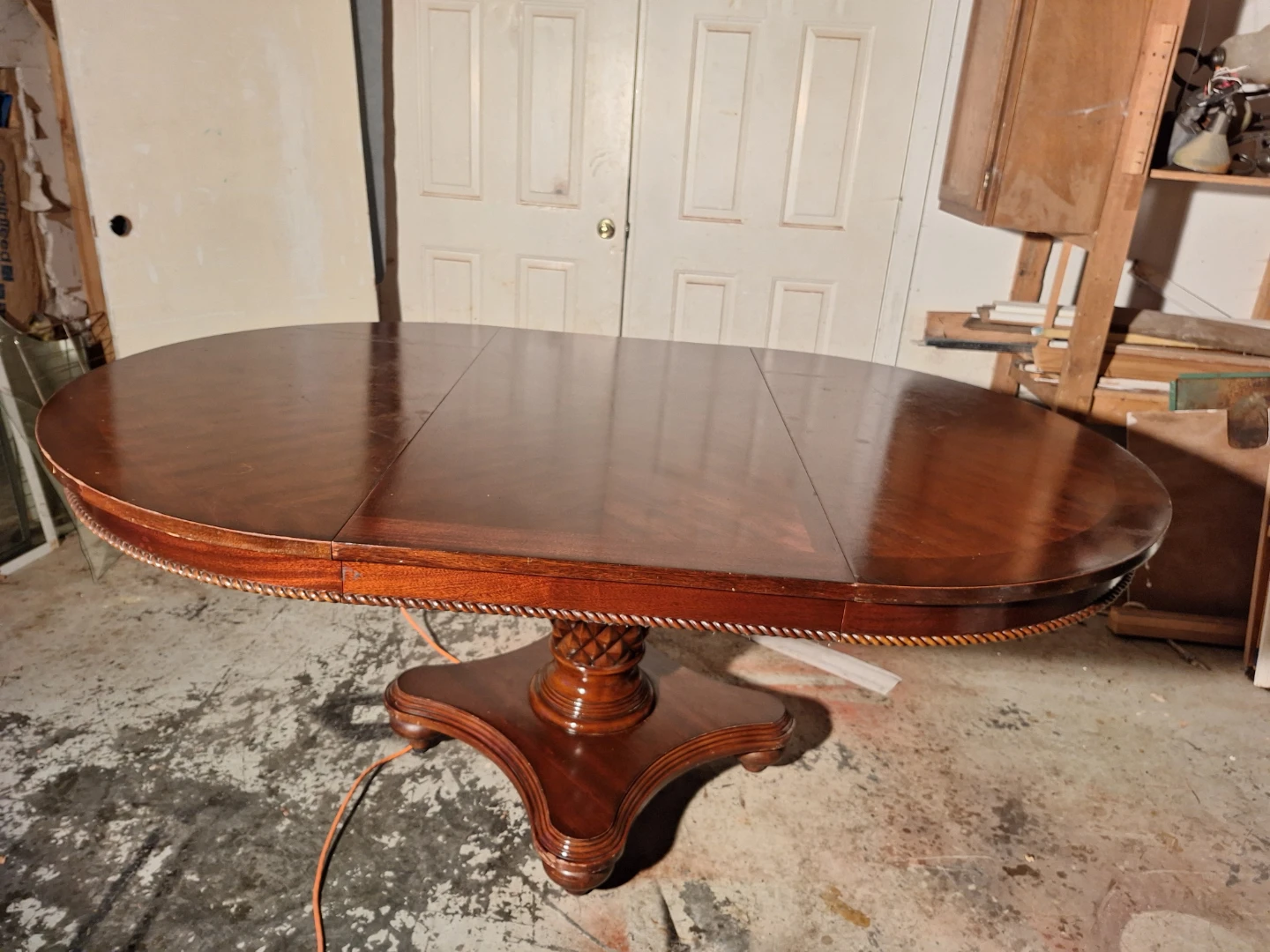 Wooden Pedestal Dining Table with Leaf