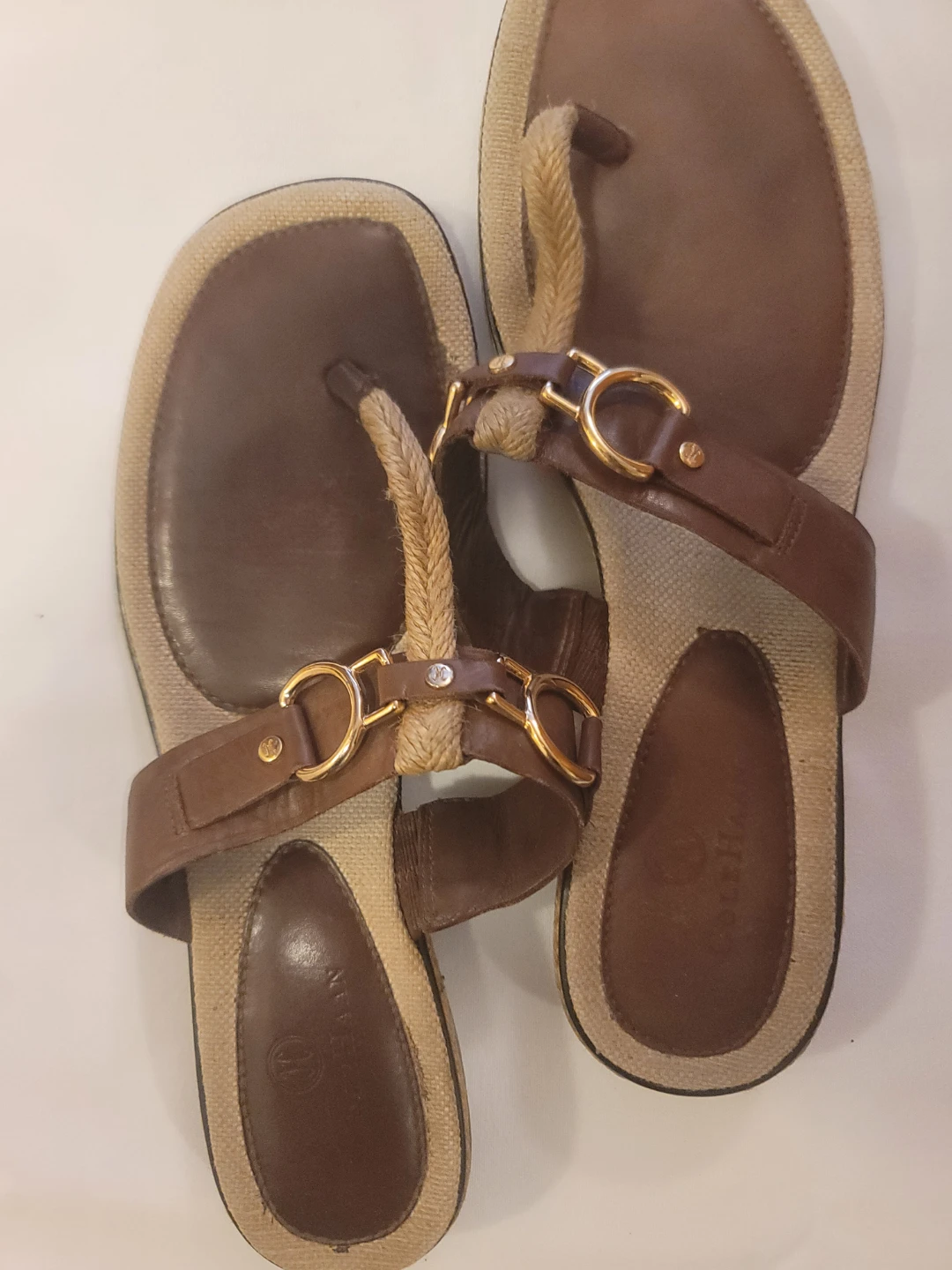Cole Haan Women's Brown Leather Thong Sandals