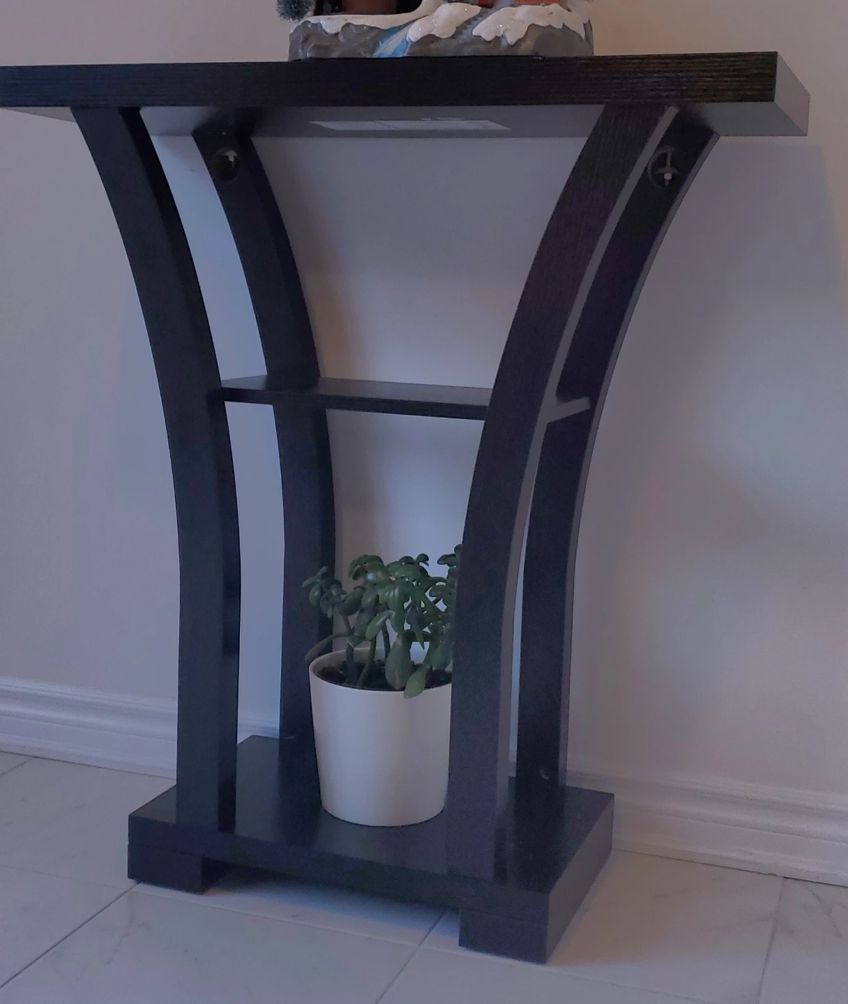 Dark Wood Console Table with Shelf
