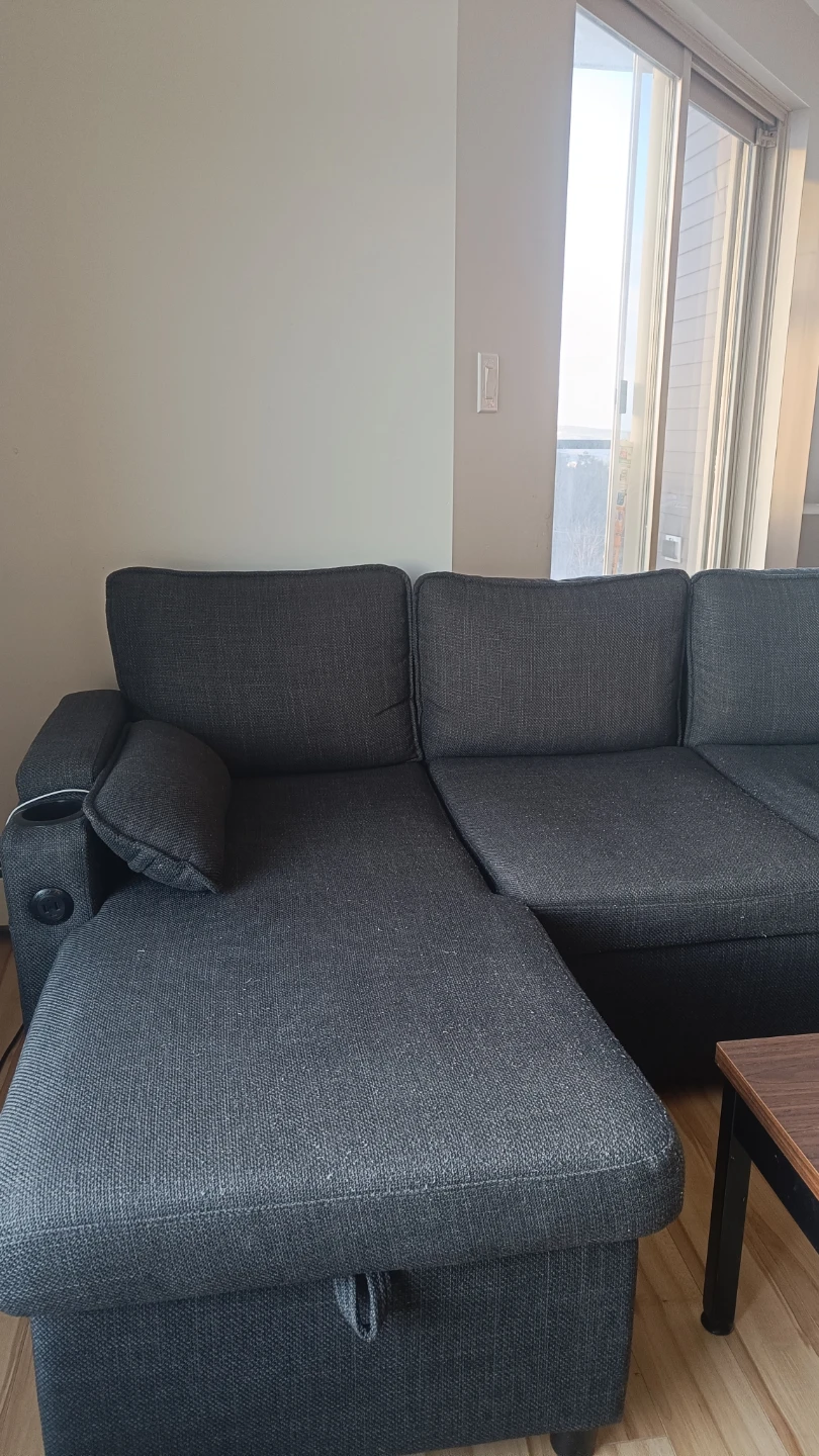 Dark Grey Fabric Recliner Armrest with Cup Holder