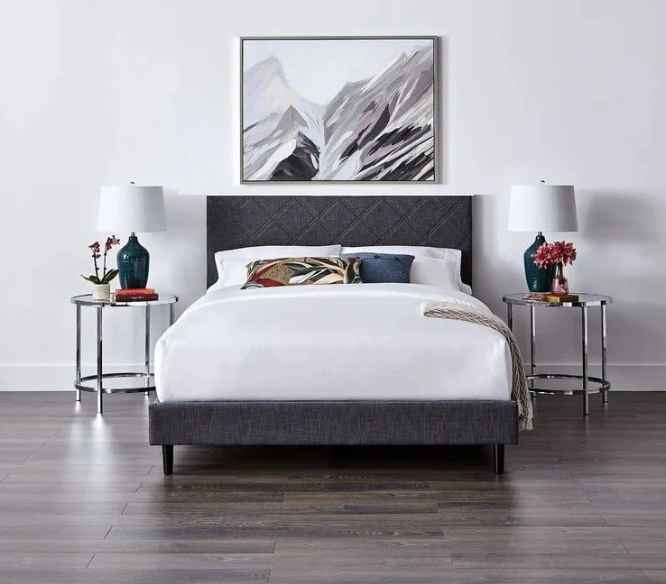 Upholstered Queen Bed Frame and 12" Mattress