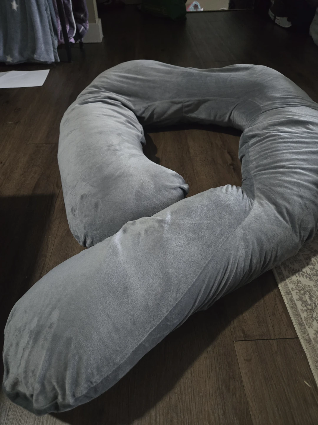 Grey C-Shaped Pregnancy Pillow