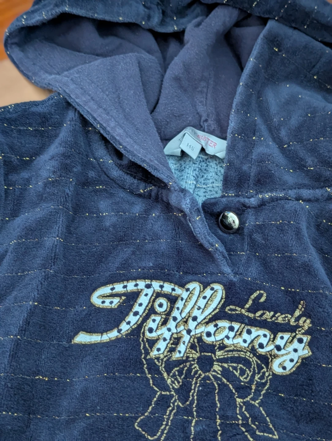 Teen Mix Navy Velour Hoodie with Gold Stripes🏆