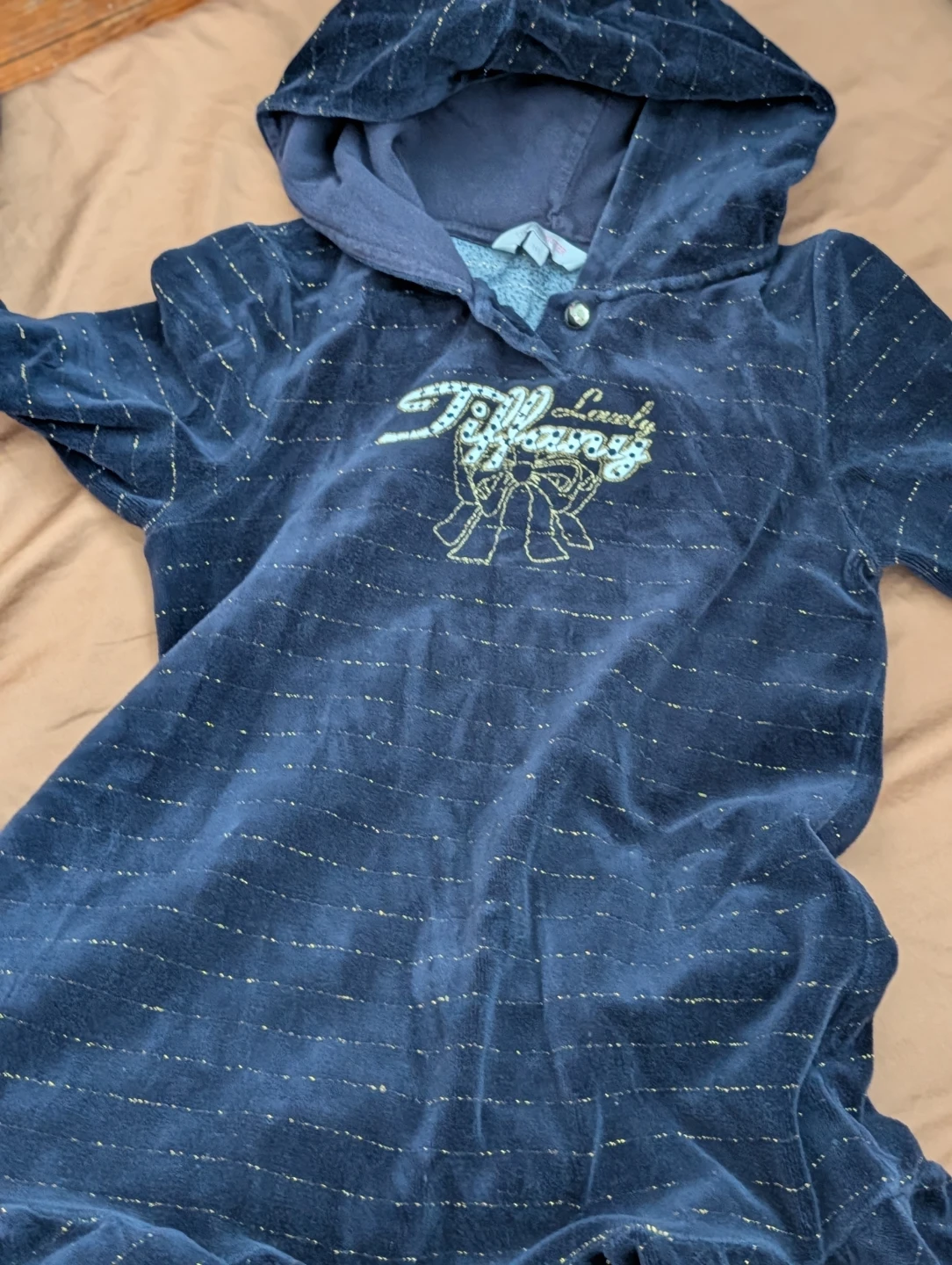 Teen Mix Navy Velour Hoodie with Gold Stripes🏆 - photo 2