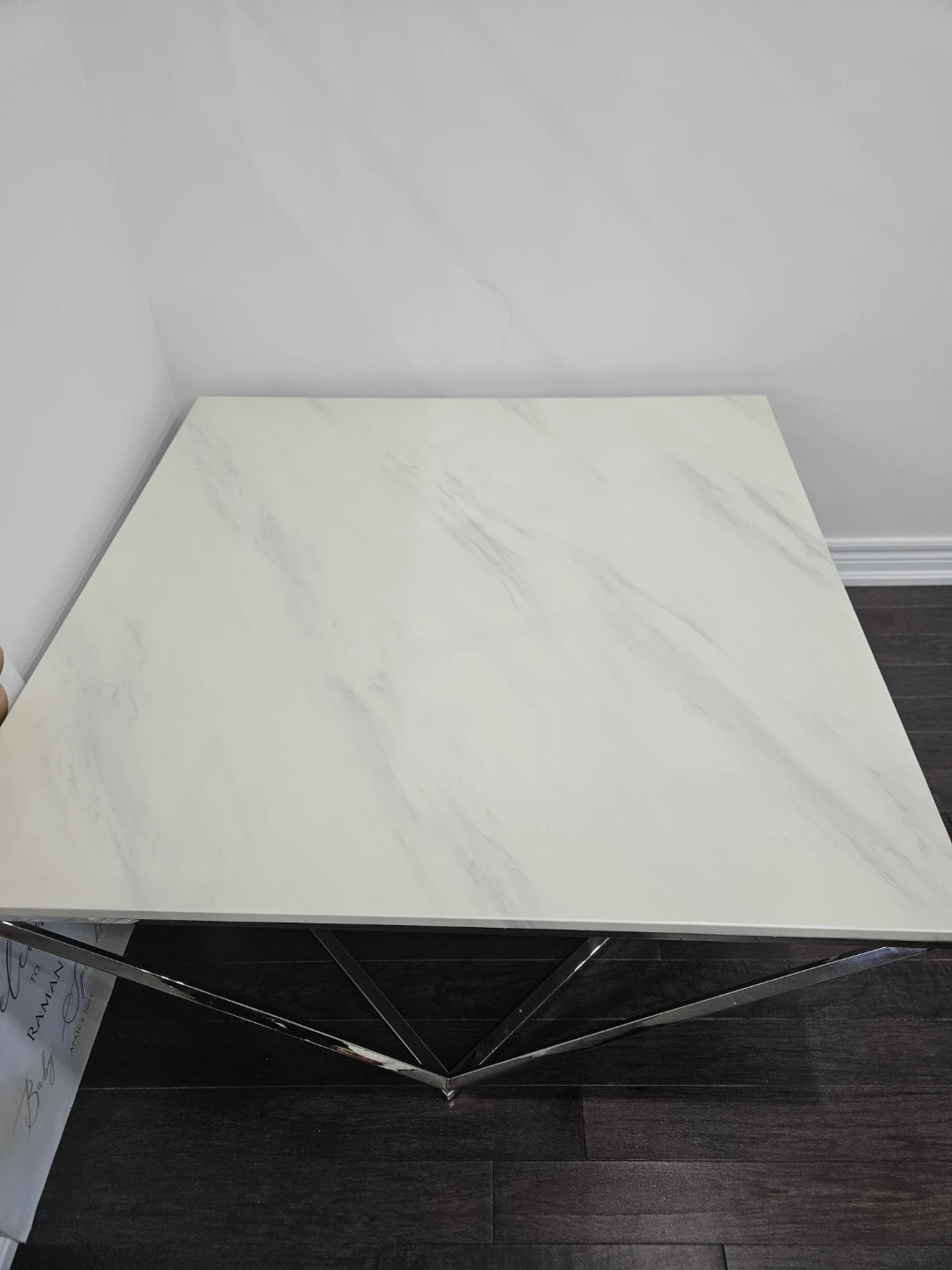 Marble and Stainless Steel Coffee Table