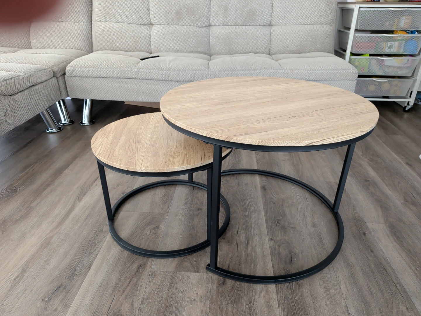 Nesting Coffee Tables - Round Wood Look