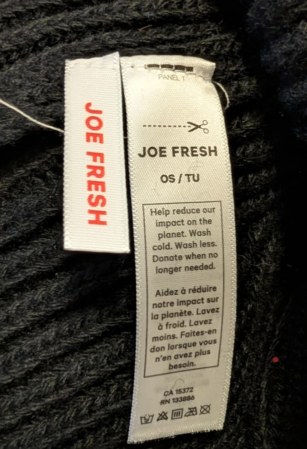 Brand New with Tags Joe Fresh Black Ribbed Beanie Toque - photo 2