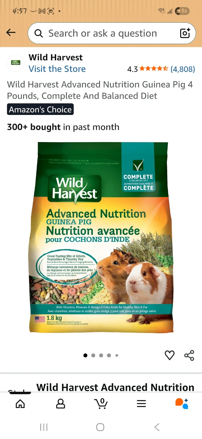 8LB Wild Harvest Advanced Nutrition Guinea Pig Food