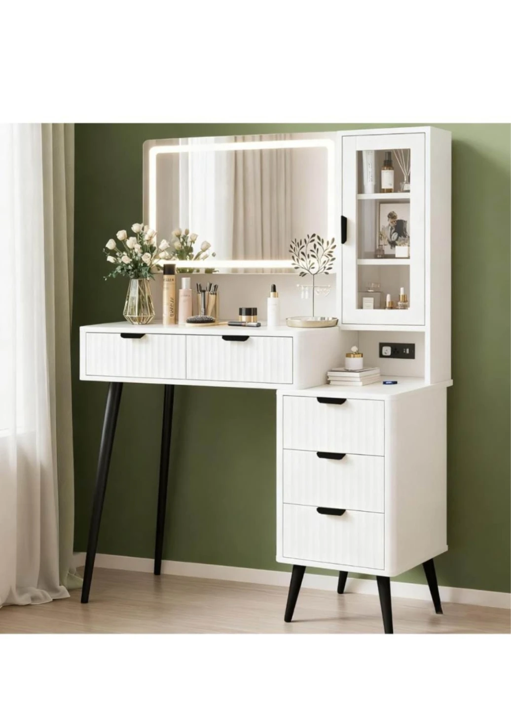Brand new in box White Vanity Desk with Lighted Mirror