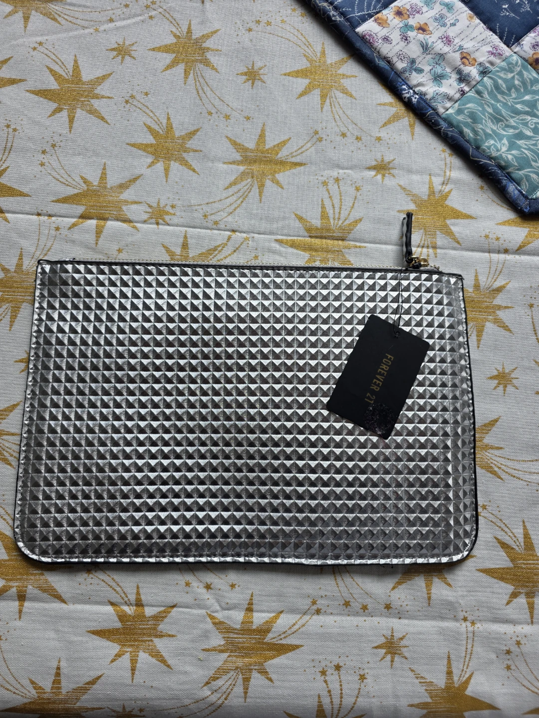 Forever 21 Silver Textured Clutch Bag