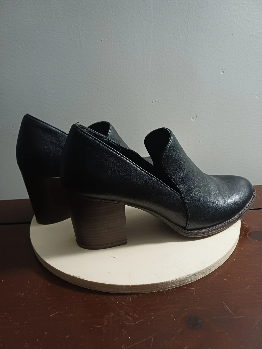 Sofft Black Leather Block Heel Loafers