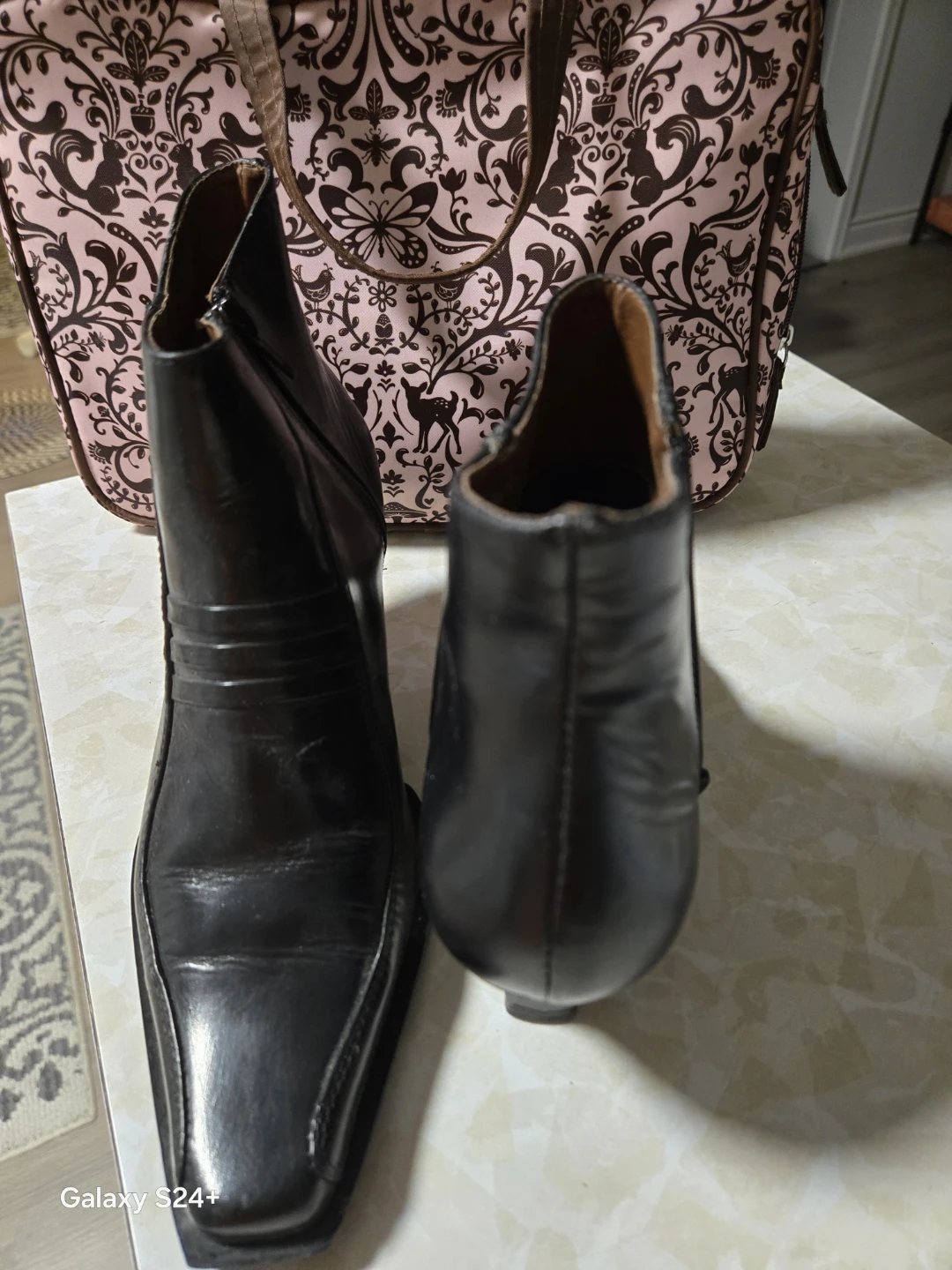 Black Napa Leather Ankle Boots - Size 5 1/2 - photo 2