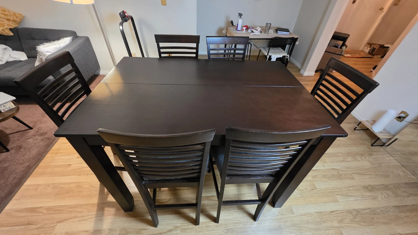 Dark Brown Dining Table with 6 Chairs - photo 2