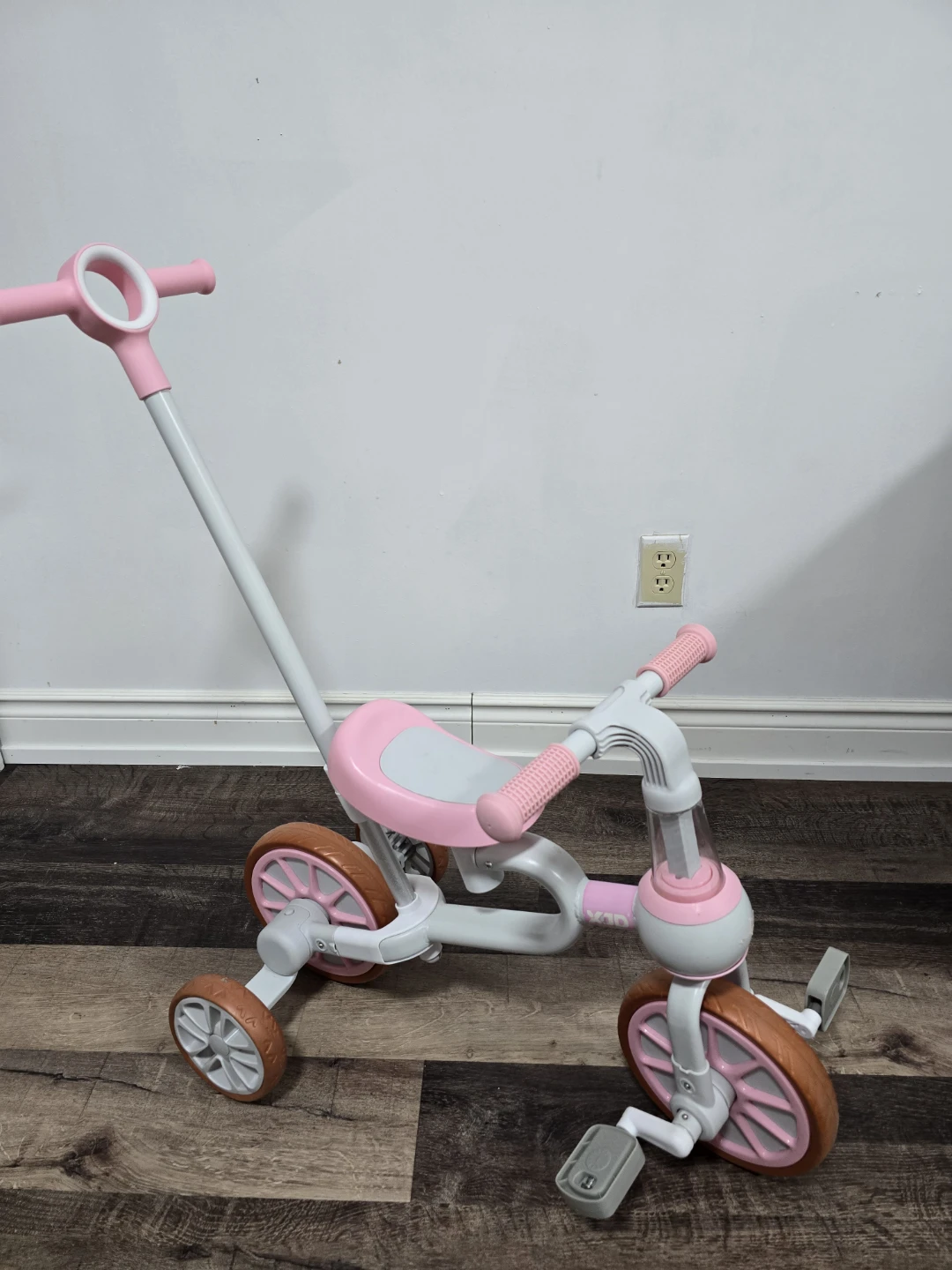 Pink and White Tricycle with Parent Handle