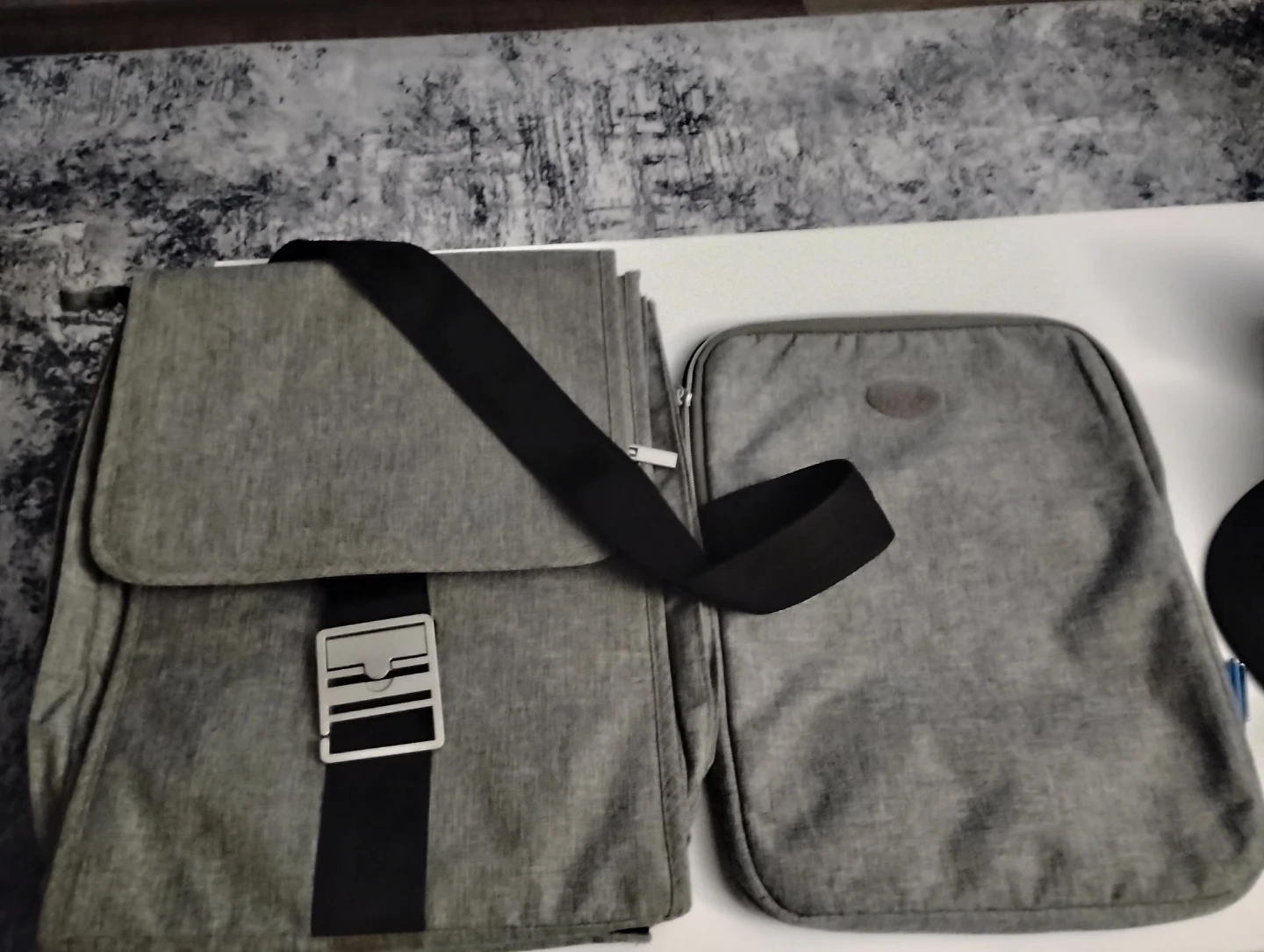 Grey Messenger Bag with Pouch - photo 2
