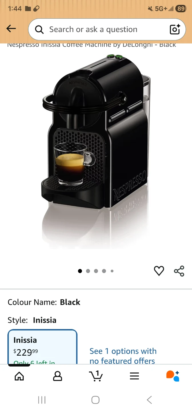 Nespresso Inissia Coffee Machine by DeLonghi - Black