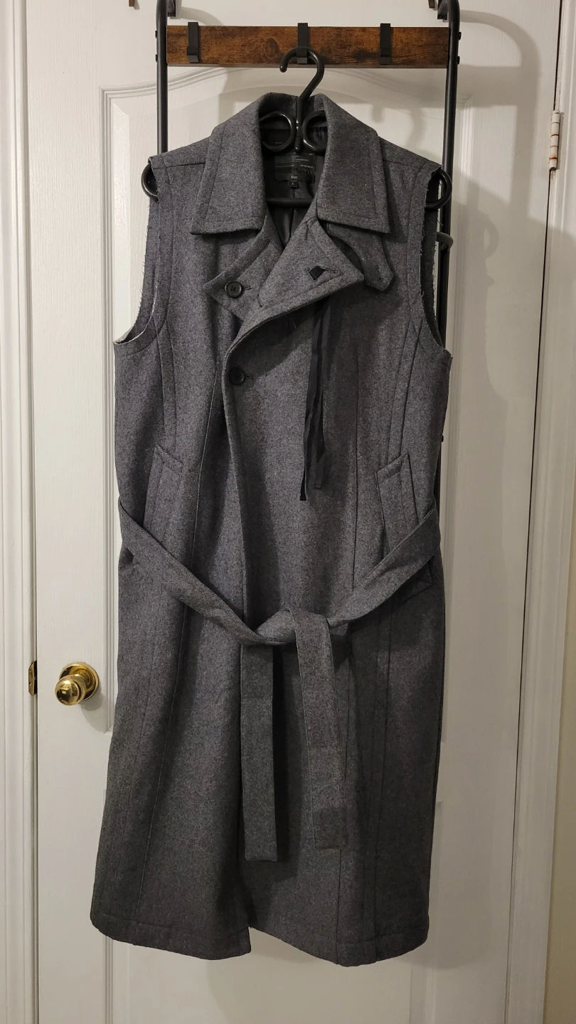 Sleeveless Long Vest Coat - Grey