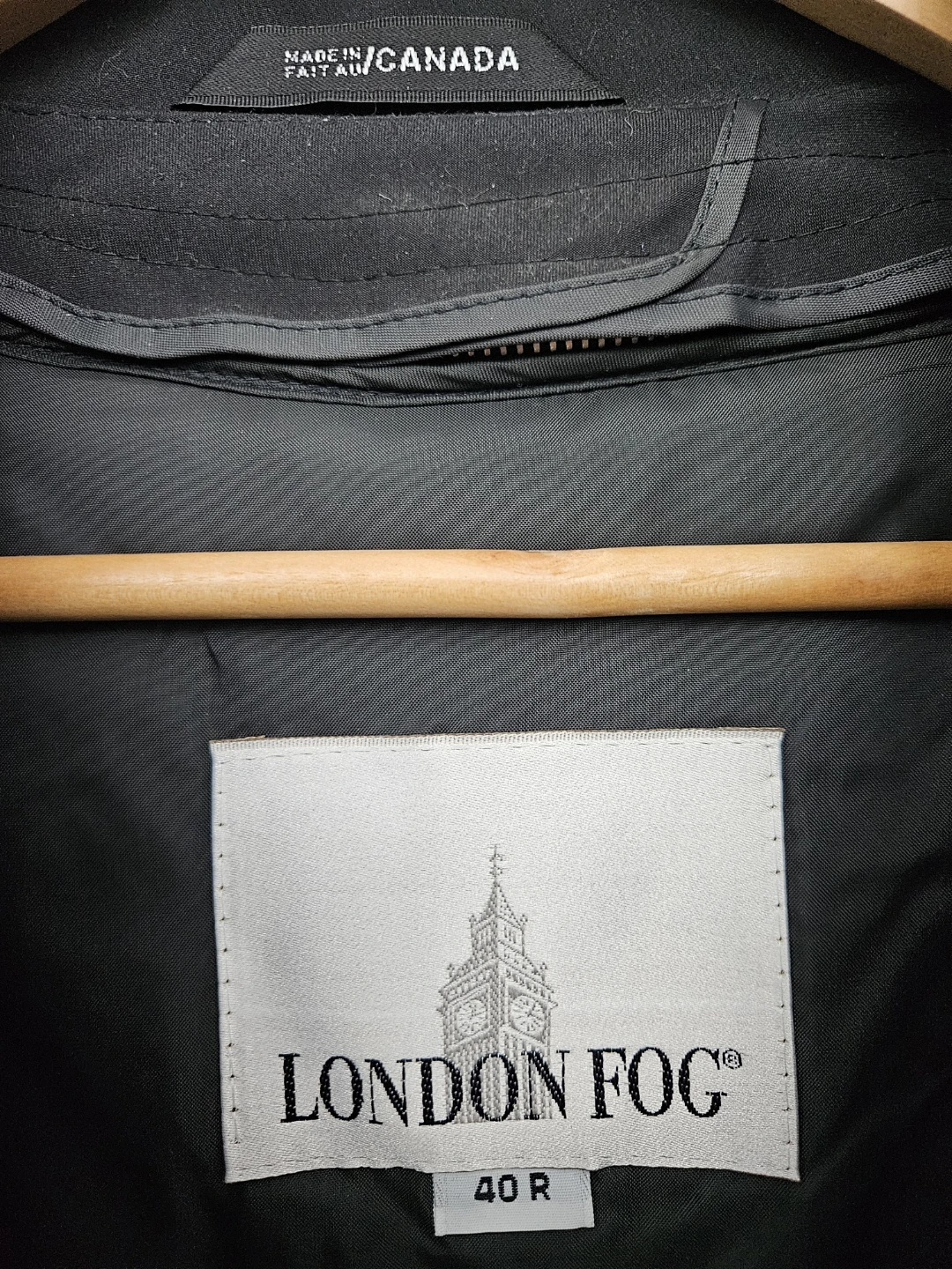 Like new London Fog Men's Black Trench Coat 40R - photo 2
