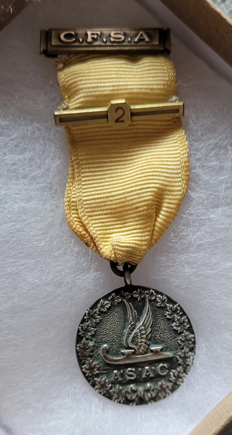 Silver Skating Medal with Ribbon